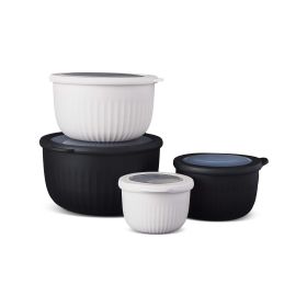 Thyme & Table 8-Piece Mixing Bowl Set, Black and Cream