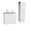 Quince 4-Door 2-piece Kitchen Set, Utility Sink Cabinet and Pantry Cabinet White