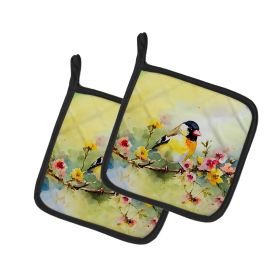 Goldfinch Pair of Pot Holders Kitchen Heat Resistant Pot Holders Sets Oven Hot Pads for Cooking Baking BBQ, 7 1/2 x 7 1/2