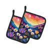 Colorful Crocus Pair of Pot Holders Kitchen Heat Resistant Pot Holders Sets Oven Hot Pads for Cooking Baking BBQ, 7 1/2 x 7 1/2