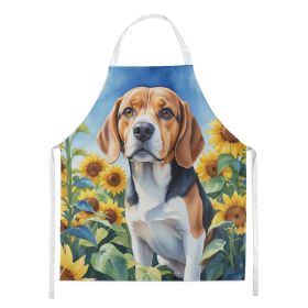 Beagle in Sunflowers Apron Cooking Kitchen Server Baking Crafts Gardening for Adult Women Men, Unisex, Large, Multicolor