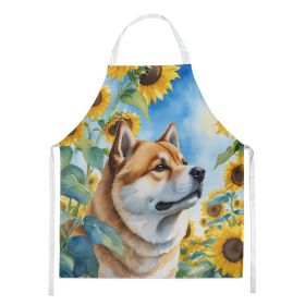 Akita in Sunflowers Apron Cooking Kitchen Server Baking Crafts Gardening for Adult Women Men, Unisex, Large, Multicolor