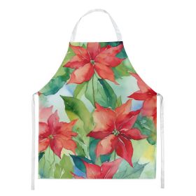 Poinsettias in Watercolor Apron Cooking Kitchen Server Baking Crafts Gardening for Adult Women Men, Unisex, Large, Multicolor