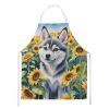 Alaskan Klee Kai in Sunflowers Apron Cooking Kitchen Server Baking Crafts Gardening for Adult Women Men, Unisex, Large, Multicolor