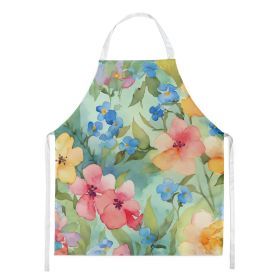 Alaska Forget-me-nots in Watercolor Apron Cooking Kitchen Server Baking Crafts Gardening for Adult Women Men, Unisex, Large, Multicolor