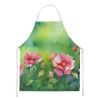 Iowa Wild Prairie Roses in Watercolor Apron Cooking Kitchen Server Baking Crafts Gardening for Adult Women Men, Unisex, Large, Multicolor