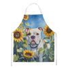 American Bulldog in Sunflowers Apron Cooking Kitchen Server Baking Crafts Gardening for Adult Women Men, Unisex, Large, Multicolor