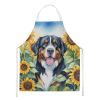 Bernese Mountain Dog in Sunflowers Apron Cooking Kitchen Server Baking Crafts Gardening for Adult Women Men, Unisex, Large, Multicolor