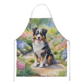 Australian Shepherd Spring Garden Apron Cooking Kitchen Server Baking Crafts Gardening for Adult Women Men, Unisex, Large, Multicolor