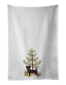 NEW Black and Tan Chion Christmas Tree Kitchen Towel Set of 2 White Dish Towels Decorative Bathroom Hand towel for Hand, Face, Hair, Yoga, Tea