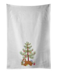 NEW Doxiepoo #2 Christmas Tree Kitchen Towel Set of 2 White Dish Towels Decorative Bathroom Hand towel for Hand, Face, Hair, Yoga, Tea, Dishcloth