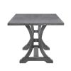 TREXM 6-Piece Farmhouse Dining Table Set, Rectangular Trestle Table and 4 Upholstered Chairs & Bench for Dining Room (Antique Gray)