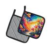 Colorful Freesia Pair of Pot Holders Kitchen Heat Resistant Pot Holders Sets Oven Hot Pads for Cooking Baking BBQ, 7 1/2 x 7 1/2