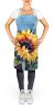 Sunflowers in Watercolor Apron Cooking Kitchen Server Baking Crafts Gardening for Adult Women Men, Unisex, Large, Multicolor