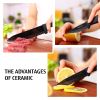 Hecef 3PCS Ceramic Chef Knife Set, Extra Sharp Chef Utility Paring Knives for Meat Fruits Vegetables