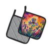 Colorful Iris Pair of Pot Holders Kitchen Heat Resistant Pot Holders Sets Oven Hot Pads for Cooking Baking BBQ, 7 1/2 x 7 1/2