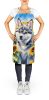 Alaskan Klee Kai in Sunflowers Apron Cooking Kitchen Server Baking Crafts Gardening for Adult Women Men, Unisex, Large, Multicolor