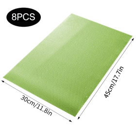 4 /8/12Pcs Refrigerator Liners; Washable Mats Covers Pads; Home Kitchen Gadgets Accessories Organization For Top Freezer Glass Shelf Wire Shelving Cup (Color: Green-8pcs)