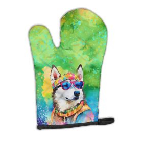 Siberian Husky Hippie Dawg Oven Mitt Heat Resistant Thick Oven Mitt for Hot Pans and Oven, Kitchen Mitt Protect Hands, Cooking Baking Glove (Default: Default)