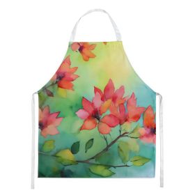 Missouri Hawthorns in Watercolor Apron Cooking Kitchen Server Baking Crafts Gardening for Adult Women Men, Unisex, Large, Multicolor (Default: Default)