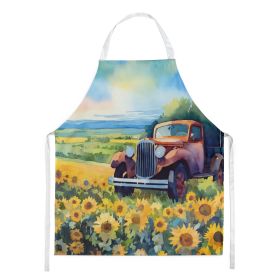 Kansas Sunflowers in Watercolor Apron Cooking Kitchen Server Baking Crafts Gardening for Adult Women Men, Unisex, Large, Multicolor (Default: Default)