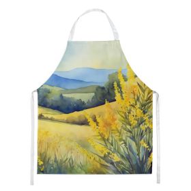 Kentucky Goldenrod in Watercolor Apron Cooking Kitchen Server Baking Crafts Gardening for Adult Women Men, Unisex, Large, Multicolor (Default: Default)