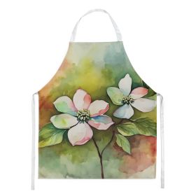 Virginia American Dogwood in Watercolor Apron Cooking Kitchen Server Baking Crafts Gardening for Adult Women Men, Unisex, Large, Multicolor (Default: Default)