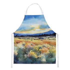 Nevada Sagebrush in Watercolor Apron Cooking Kitchen Server Baking Crafts Gardening for Adult Women Men, Unisex, Large, Multicolor (Default: Default)