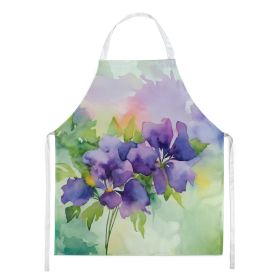 NEW New Jersey Violet in Watercolor Apron Cooking Kitchen Server Baking Crafts Gardening for Adult Women Men, Unisex, Large, Multicolor (Default: Default)