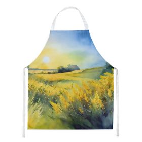 Nebraska Goldenrod in Watercolor Apron Cooking Kitchen Server Baking Crafts Gardening for Adult Women Men, Unisex, Large, Multicolor (Default: Default)