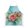 Oklahoma Roses in Watercolor Apron Cooking Kitchen Server Baking Crafts Gardening for Adult Women Men, Unisex, Large, Multicolor