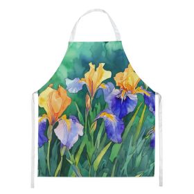 Tennessee Iris in Watercolor Apron Cooking Kitchen Server Baking Crafts Gardening for Adult Women Men, Unisex, Large, Multicolor (Default: Default)