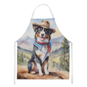 Australian Shepherd Cowboy Welcome Apron Cooking Kitchen Server Baking Crafts Gardening for Adult Women Men, Unisex, Large, Multicolor (Default: Default)